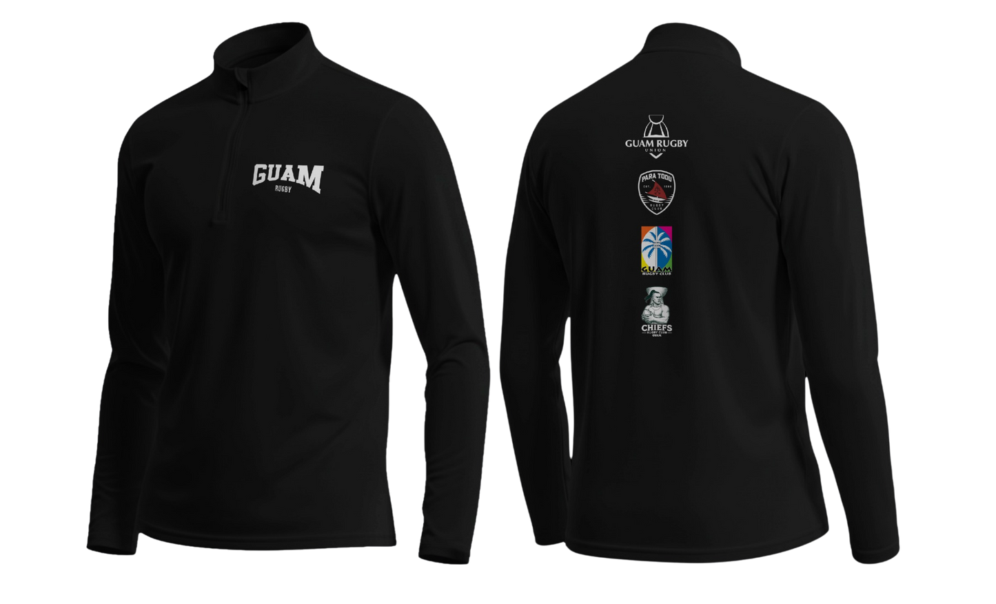 GUAM RUGBY Men's Quarter Zipper Long Sleeve (Black)