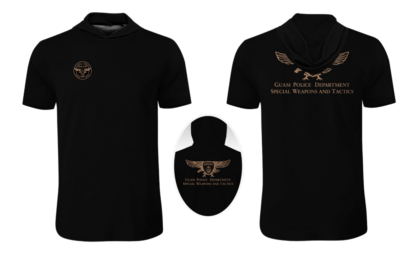 GUAM POLICE DEPT. Sublimated Men's Short Sleeve with Hood (FRONT SWAT K9)