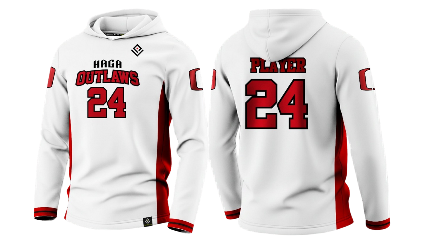 HAGA OUTLAWS Sublimated Men's Long Sleeve with Hood (White)