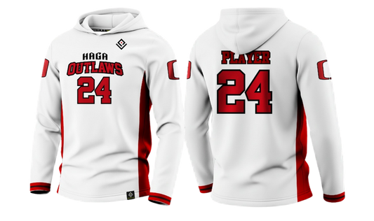HAGA OUTLAWS Sublimated Men's Long Sleeve with Hood (White)