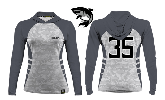 HALU'LU - SSHS RUGBY Sublimated Women's Long Sleeve with Hood (Gray)