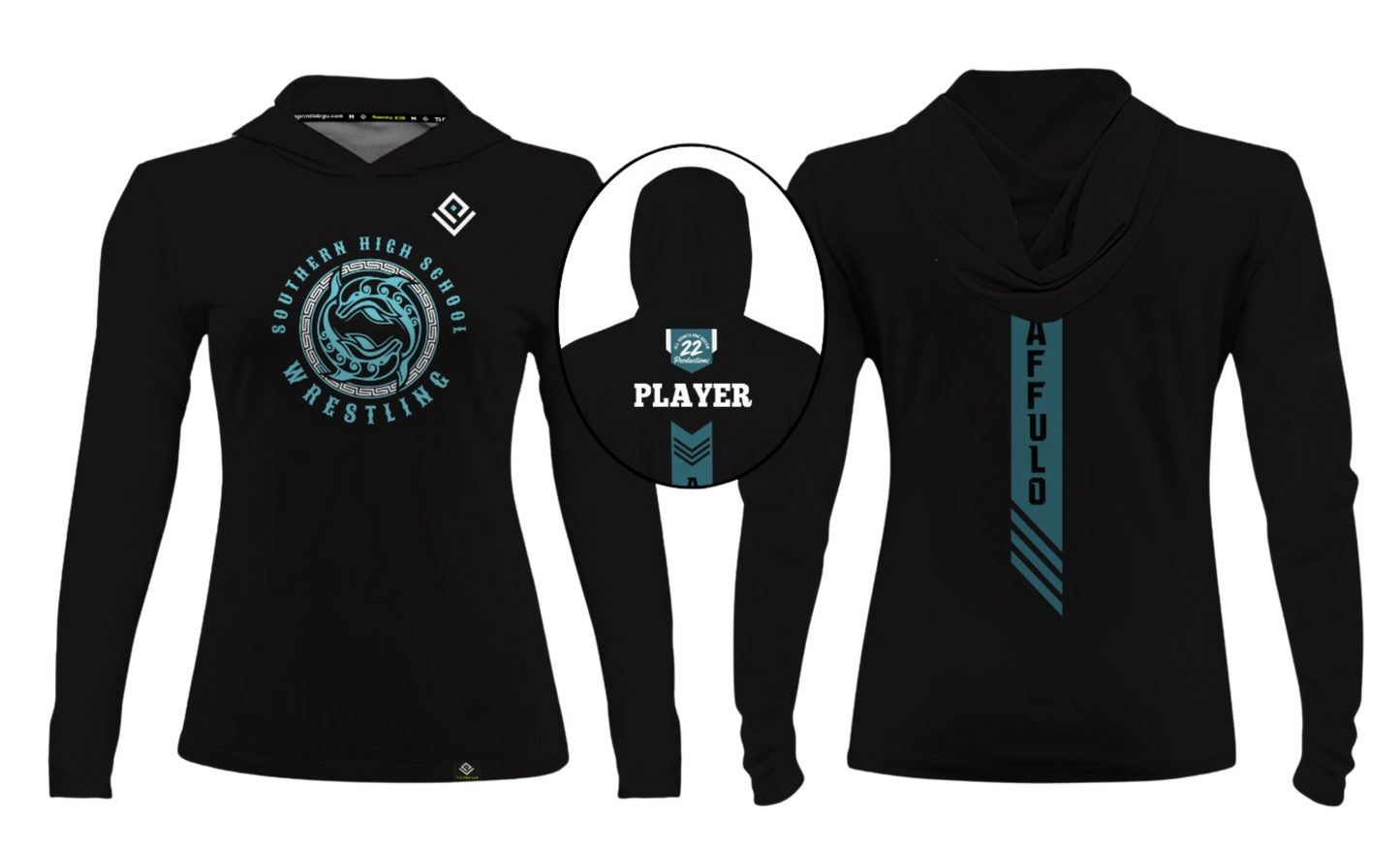 SOUTHERN HIGH WRESTLING Sublimated Women's Long Sleeve with Hood