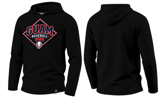 GUAM LITTLE LEAGUE Sublimated Men's Long Sleeve with Hood (Front Logo - Black)