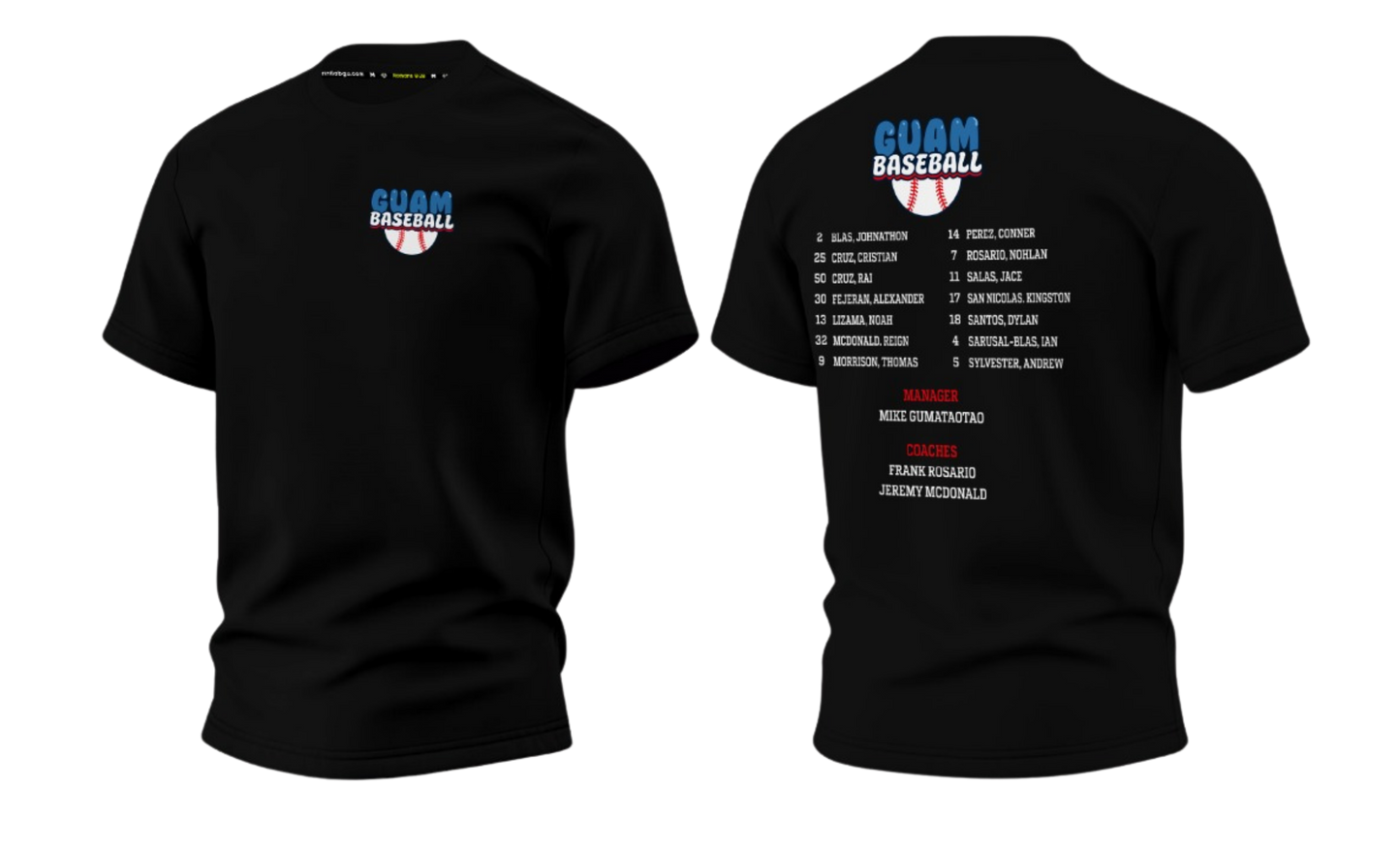 GUAM LITTLE LEAGUE Sublimated Men's T-shirt (Rosters - Black)