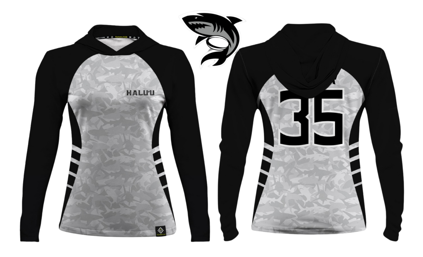 HALU'LU - SSHS RUGBY Sublimated Women's Long Sleeve with Hood (Black)