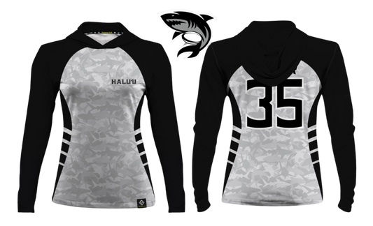 HALU'LU - SSHS RUGBY Sublimated Women's Long Sleeve with Hood (Black)