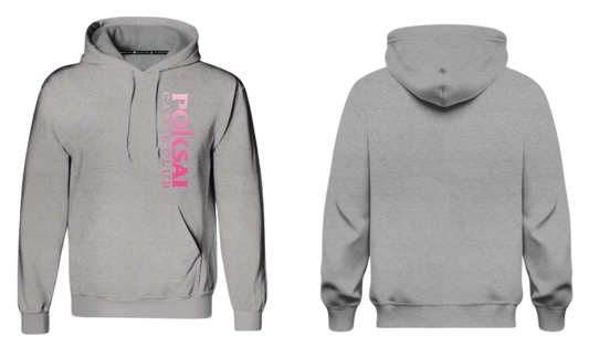 POKSAI CANOE Screen Print Cotton Pullover Hoodie (Grey Front Design)