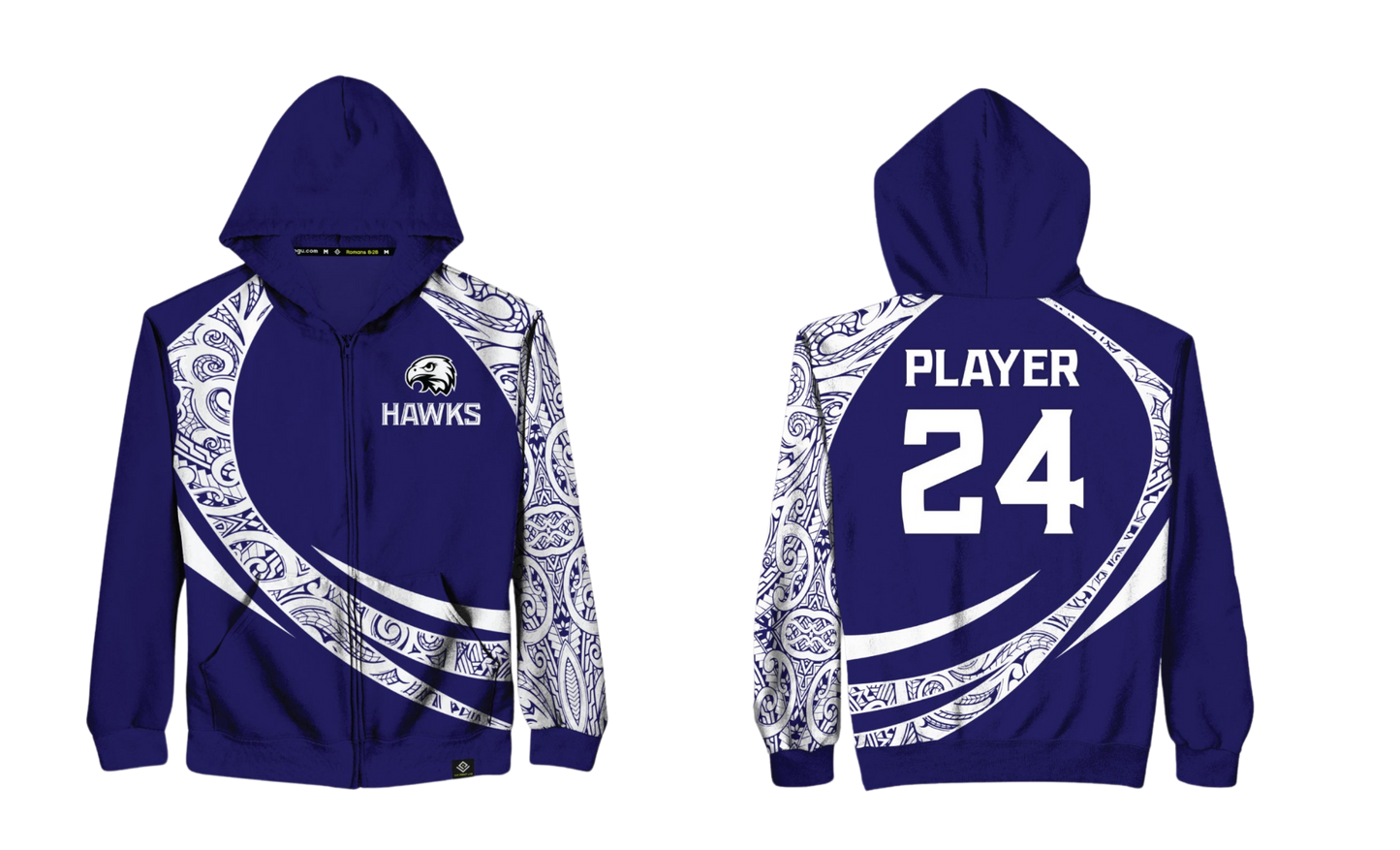 FBLG HAWKS RUGBY Sublimated Zipper Hoodie (Hybrid)