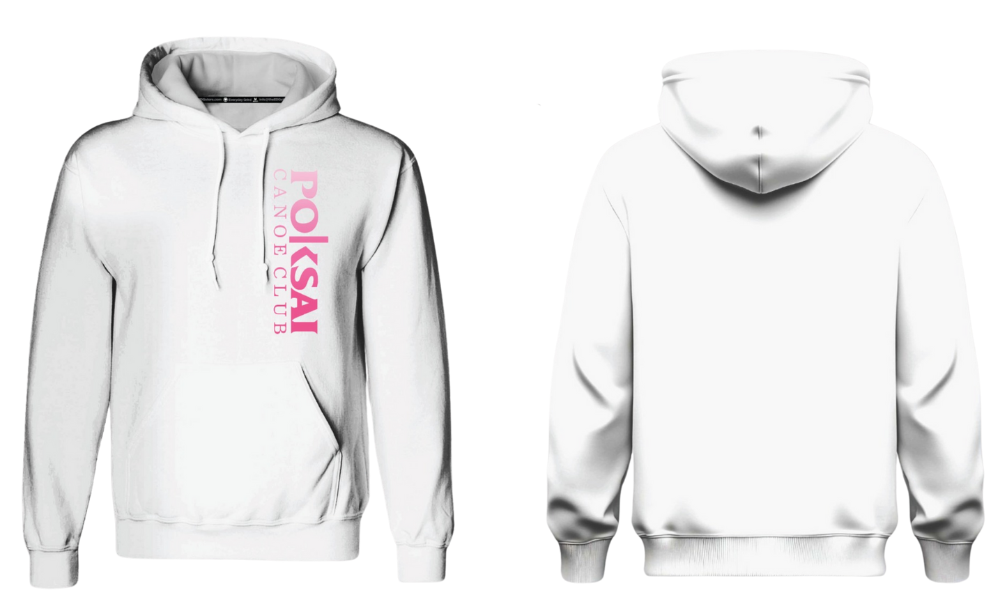 POKSAI CANOE Screen Print Cotton Pullover Hoodie (White Front Design)