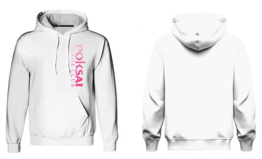 POKSAI CANOE Screen Print Cotton Pullover Hoodie (White Front Design)