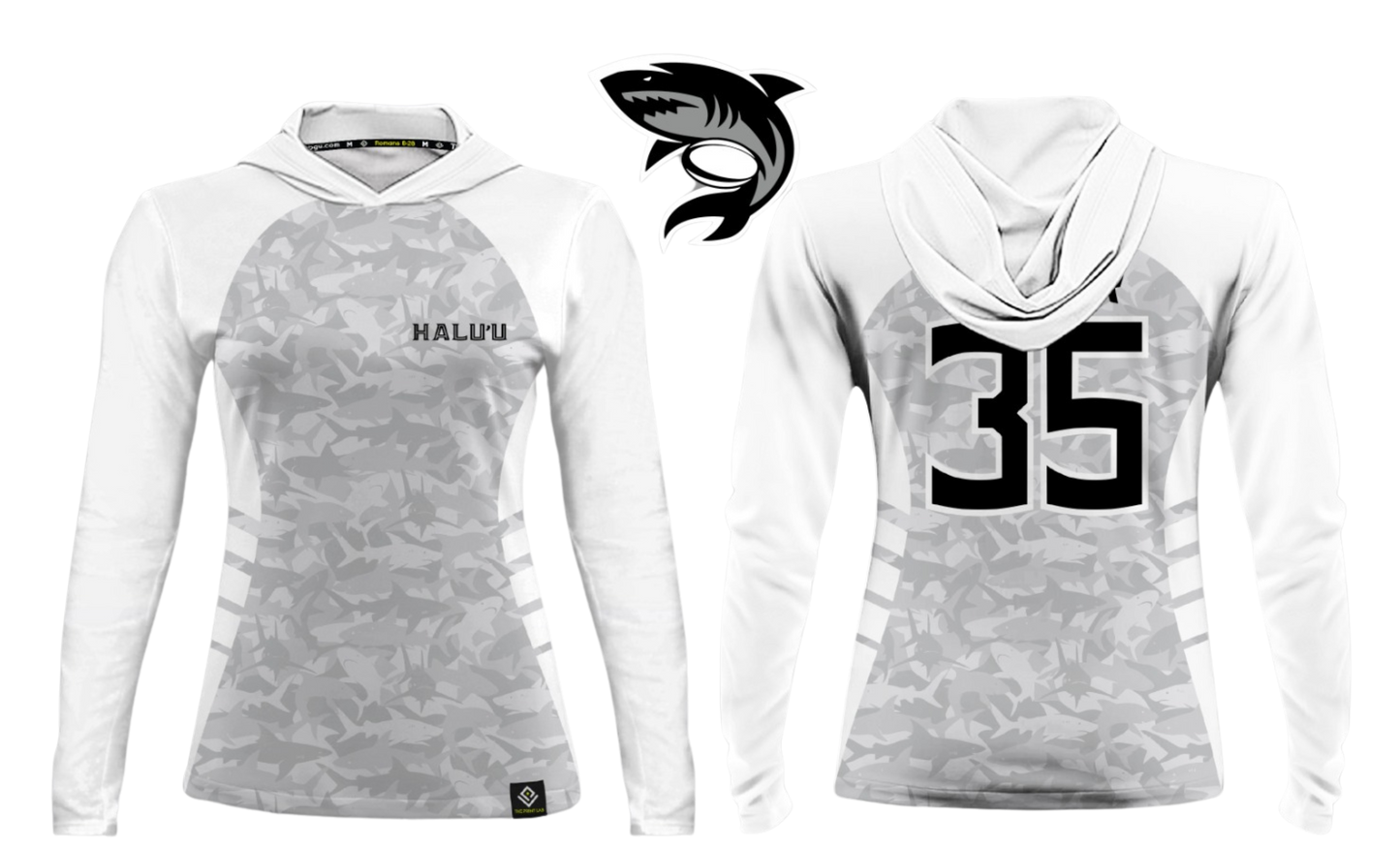 HALU'LU - SSHS RUGBY Sublimated Women's Long Sleeve with Hood (White)