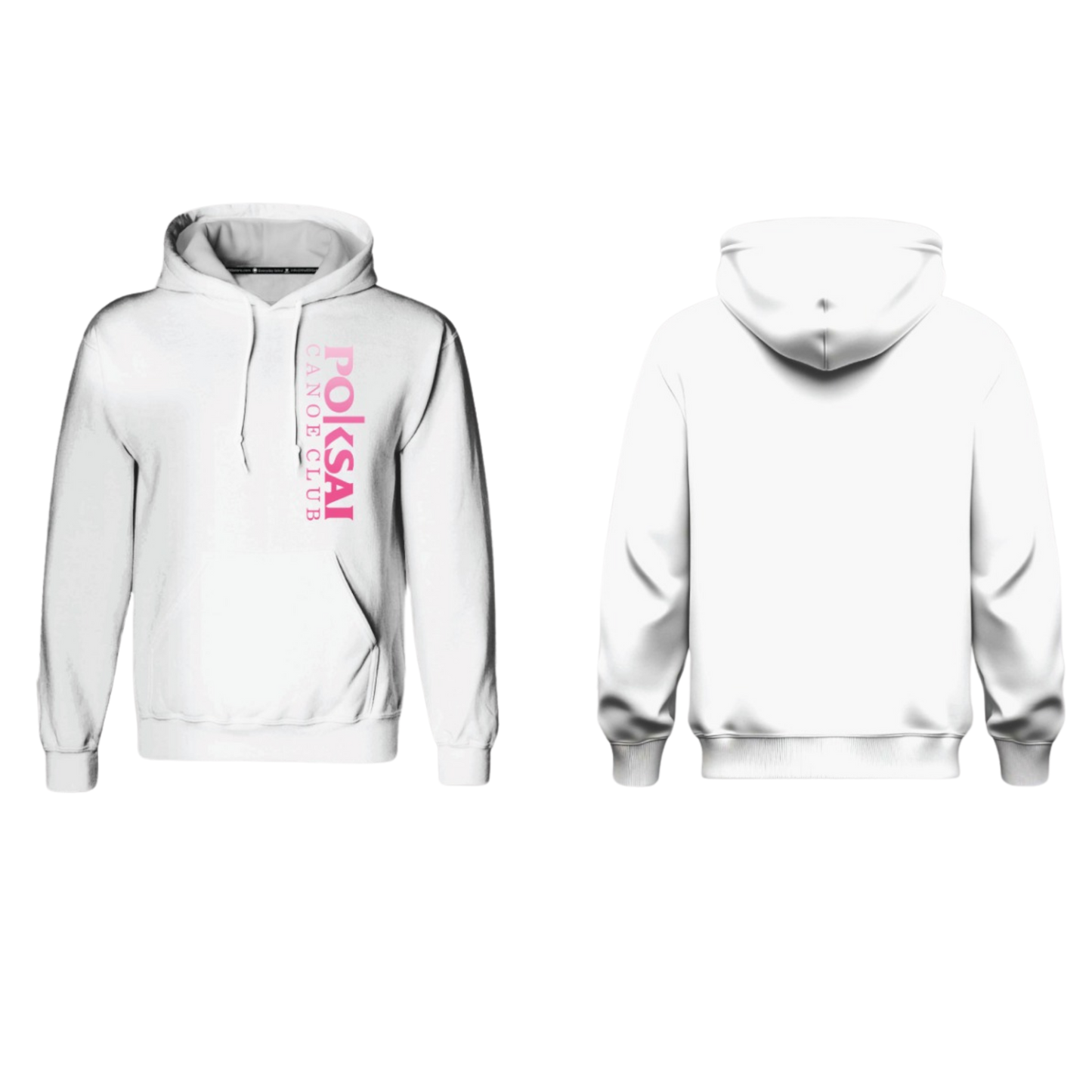 POKSAI CANOE Screen Print Cotton Pullover Hoodie (White Front Design)