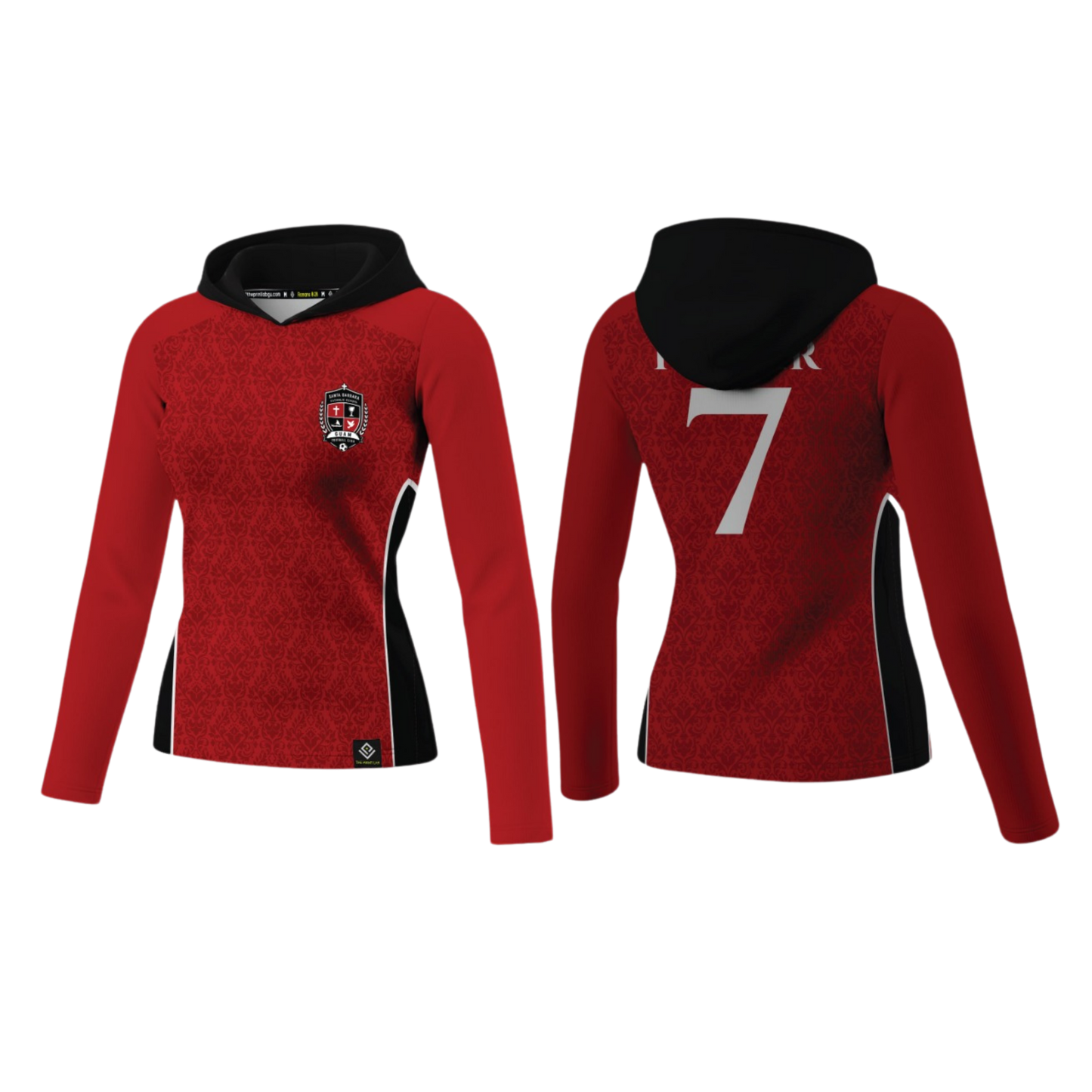 SANTA BARBARA Sublimated Women's Long Sleeve with Hood (Red)