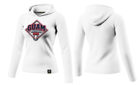 GUAM LITTLE LEAGUE Sublimated Women's Long Sleeve with Hood (Front Logo - White)