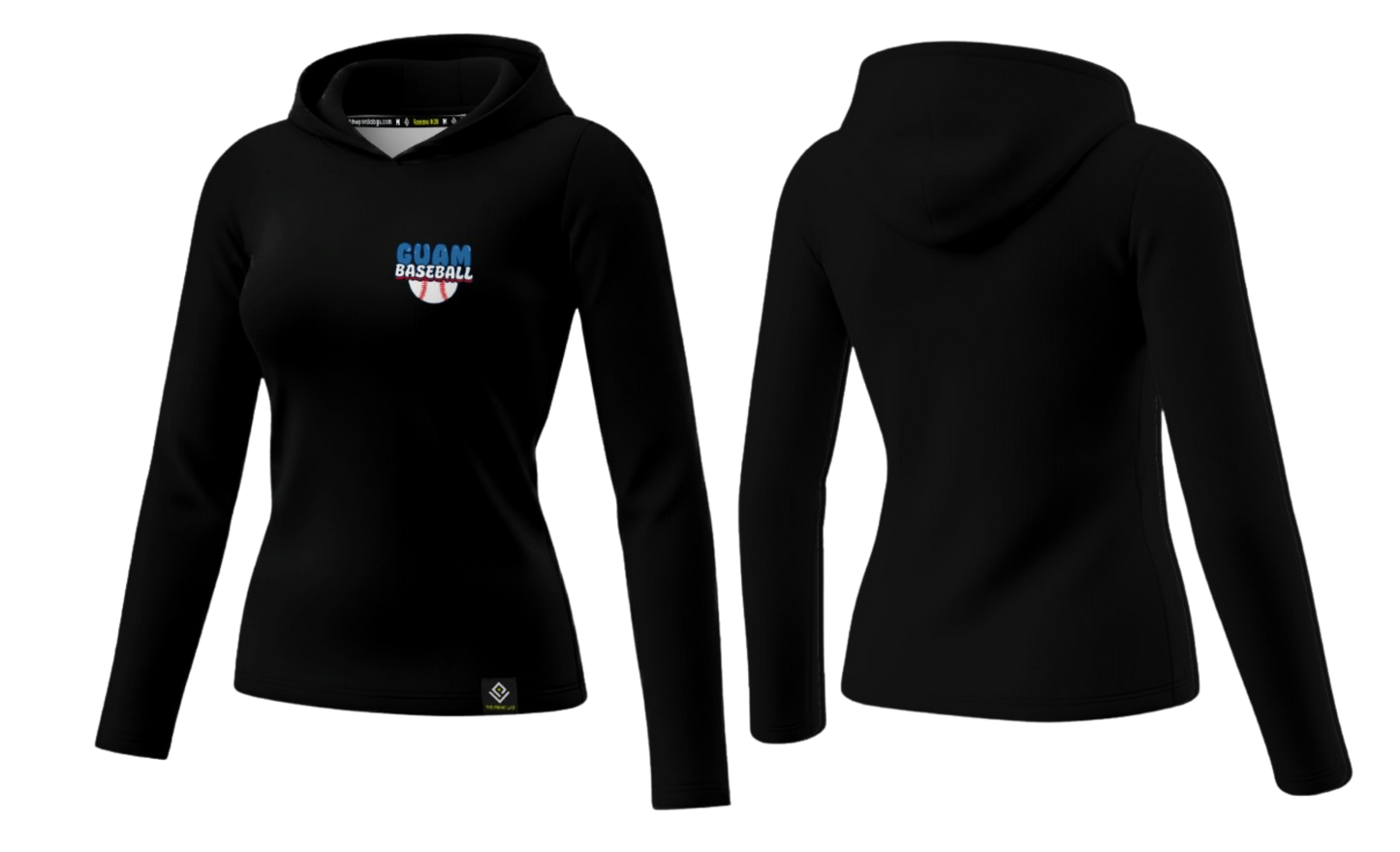 GUAM LITTLE LEAGUE Sublimated Women's Long Sleeve with Hood (Crest Logo - Black)