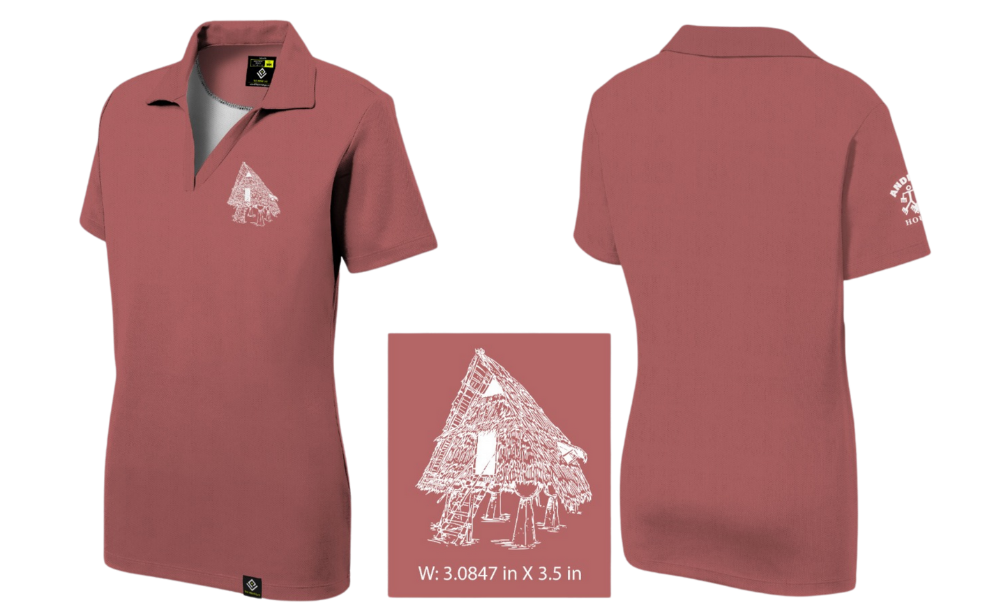 ANDERSEN FAMILY HOUSING Sublimated Women's V-neck Polo (Dusty Rose)