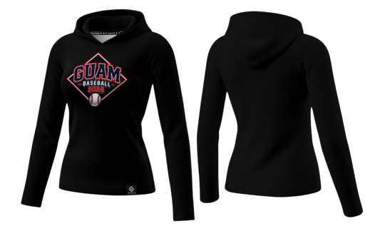 GUAM LITTLE LEAGUE Sublimated Women's Long Sleeve with Hood (Front Logo - Black)