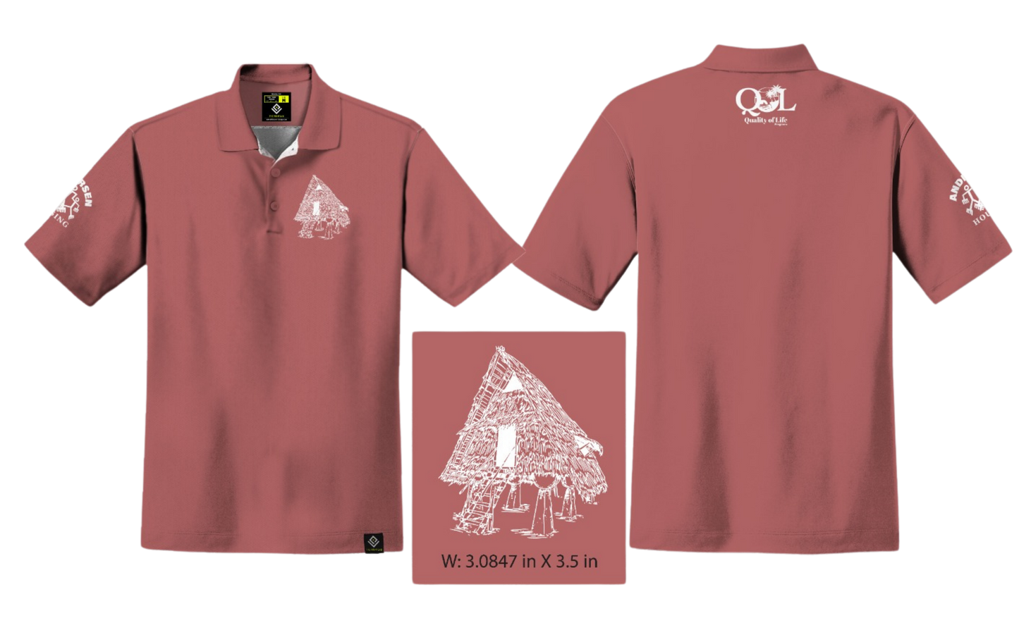 ANDERSEN FAMILY HOUSING Sublimated Men's Polo (Dusty Rose)