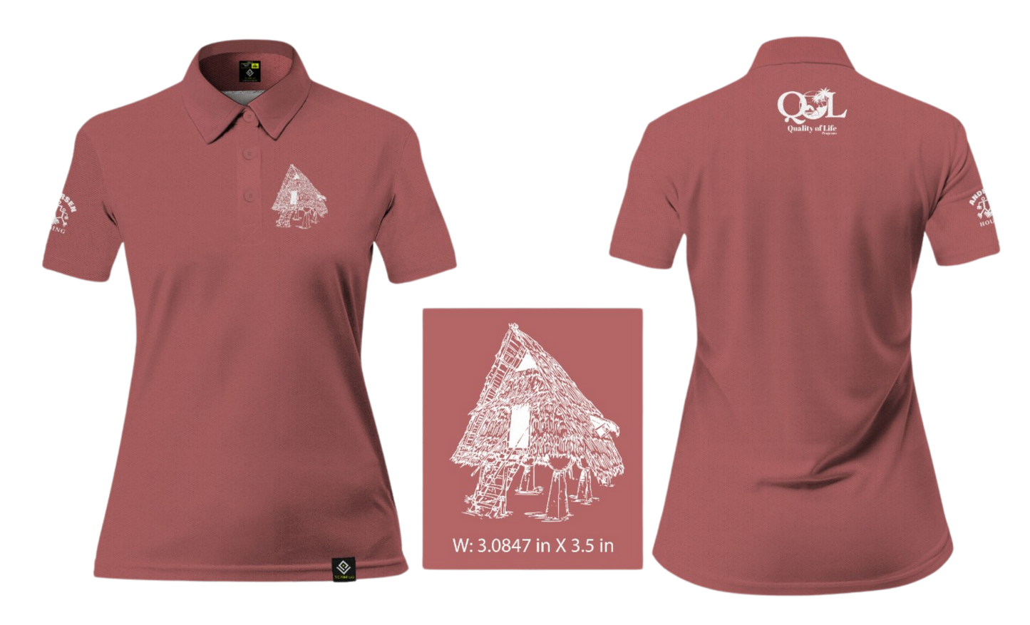 ANDERSEN FAMILY HOUSING Sublimated Women's Polo (Dusty Rose)