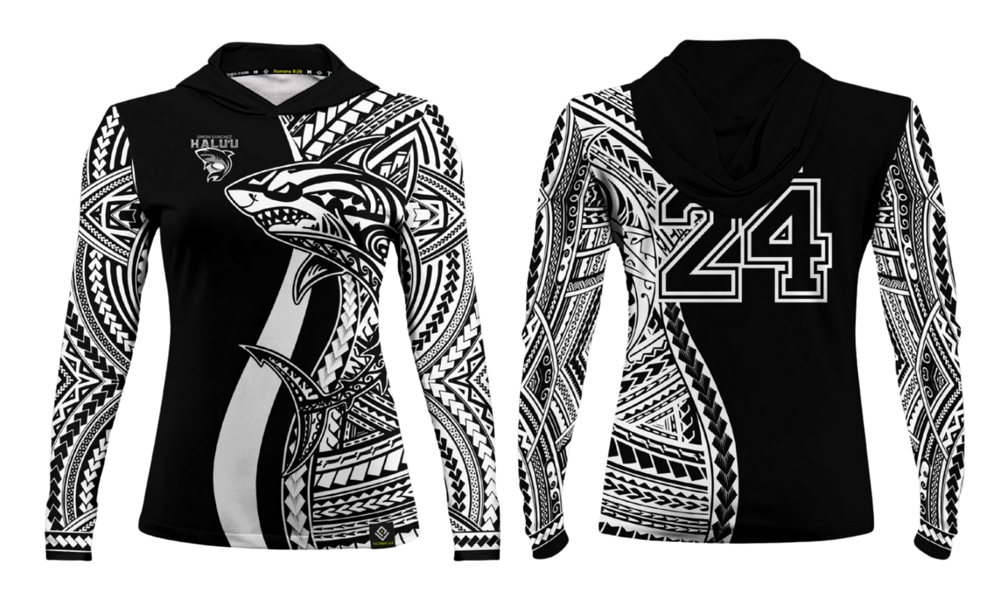 SSHS RUGBY Sublimated Women's Long Sleeve with Hood (Black)
