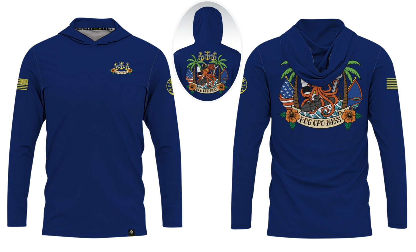 USN PDG CPO MESS Sublimated Men's Long Sleeve with Hood (Blue)
