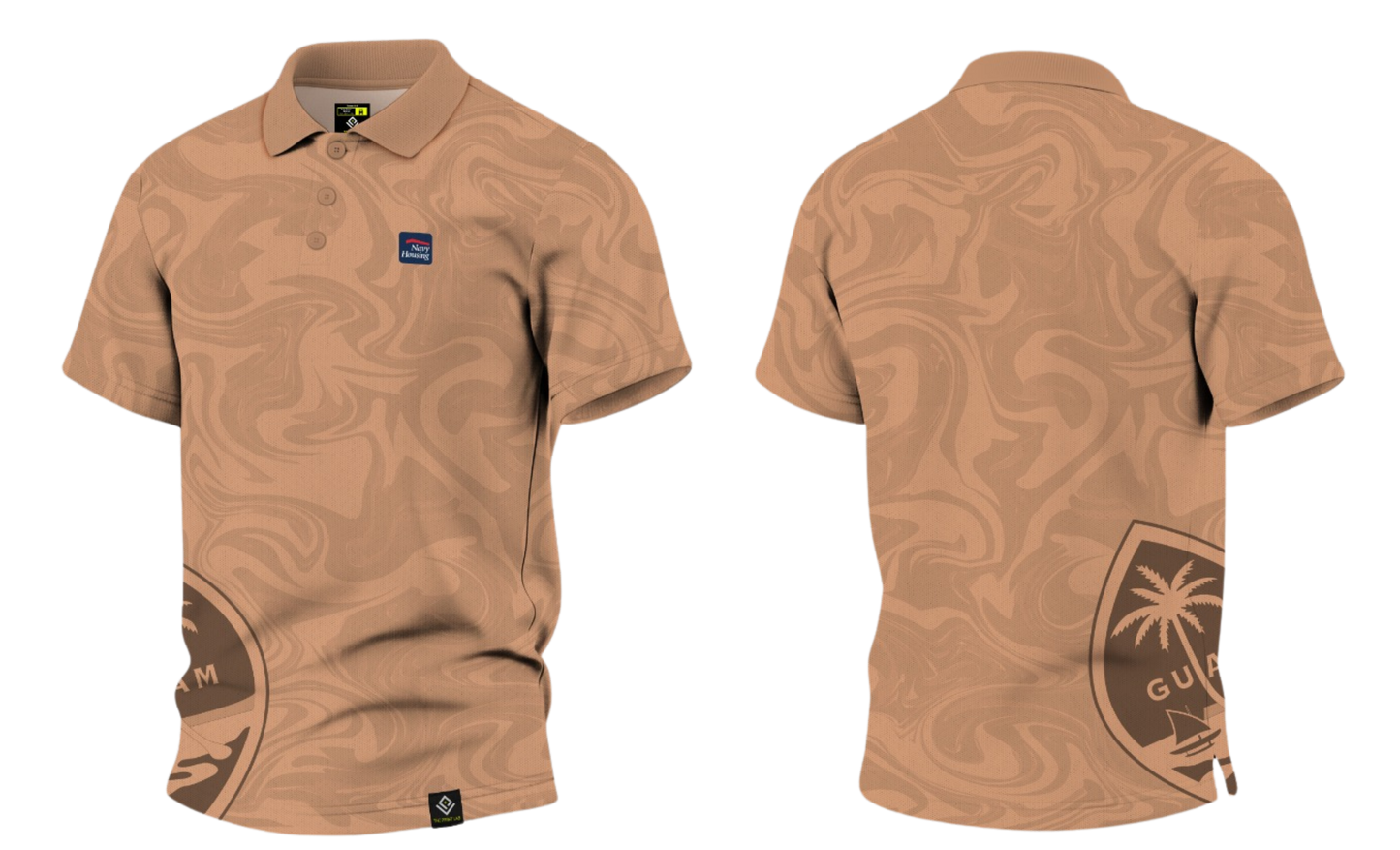 NAVAL BASE HOUSING GUAM Sublimated Men's Polo (Cinnamon Brown)