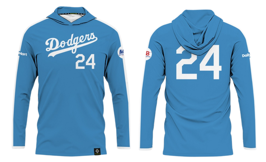 GUAM DODGERS Sublimated Men's Long Sleeve with Hood (Light Blue)