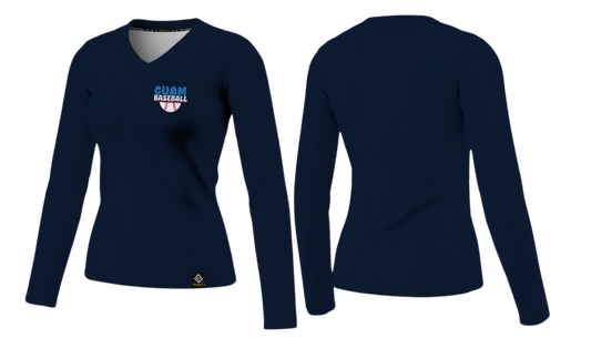 GUAM LITTLE LEAGUE Sublimated Women's Long Sleeve (Crest Logo - Blue)