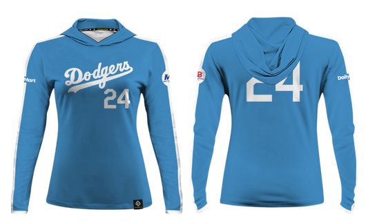 GUAM DODGERS Sublimated Women's Long Sleeve with Hood (Light Blue)