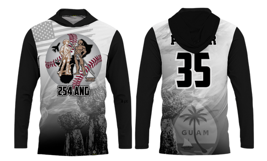 AIR NATIONAL GUARD SOFTBALL Sublimated Men's Long Sleeve w/ Hood (Black & Gray)