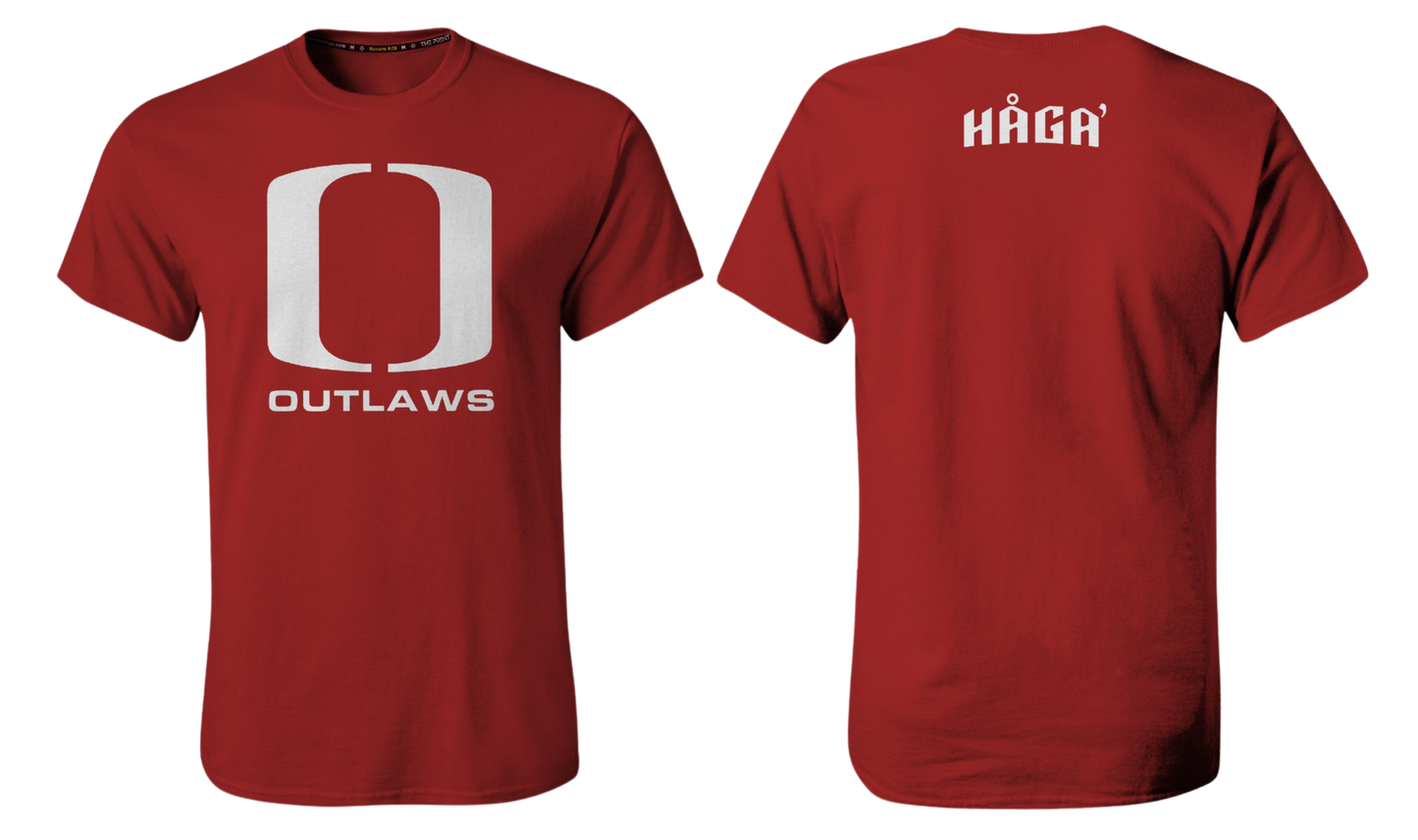 HAGA OUTLAWS Screen Print T-shirt (Outlaw White Design)