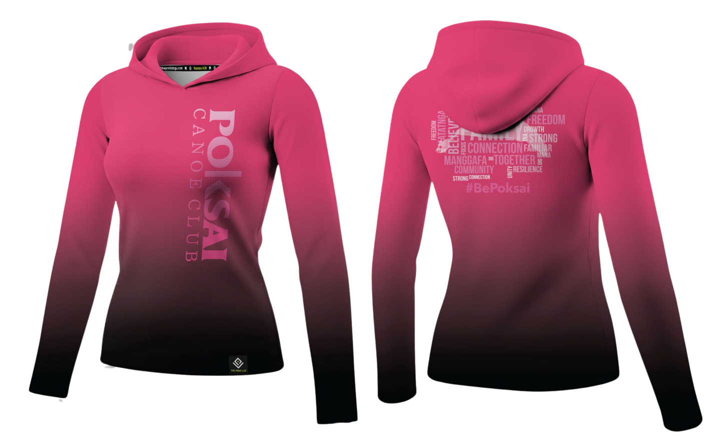 POKSAI CANOE Sublimated Women's Long Sleeve with Hood (Pink)