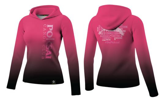 POKSAI CANOE Sublimated Women's Long Sleeve with Hood (Pink)