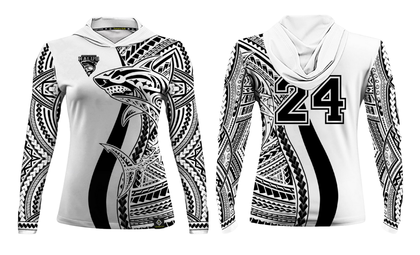 SSHS RUGBY Sublimated Women's Long Sleeve with Hood (White)