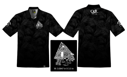 ANDERSEN FAMILY HOUSING Sublimated Men's Polo (Black w/ Palm Leaves)