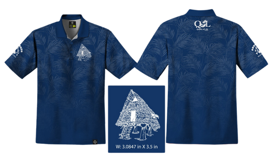 ANDERSEN FAMILY HOUSING Sublimated Men's Polo (Blue w/ Palm Leaves)