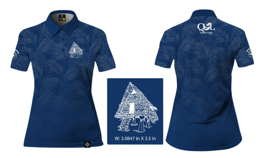 ANDERSEN FAMILY HOUSING Sublimated Women's Polo (Blue w/ Palm Leaves)