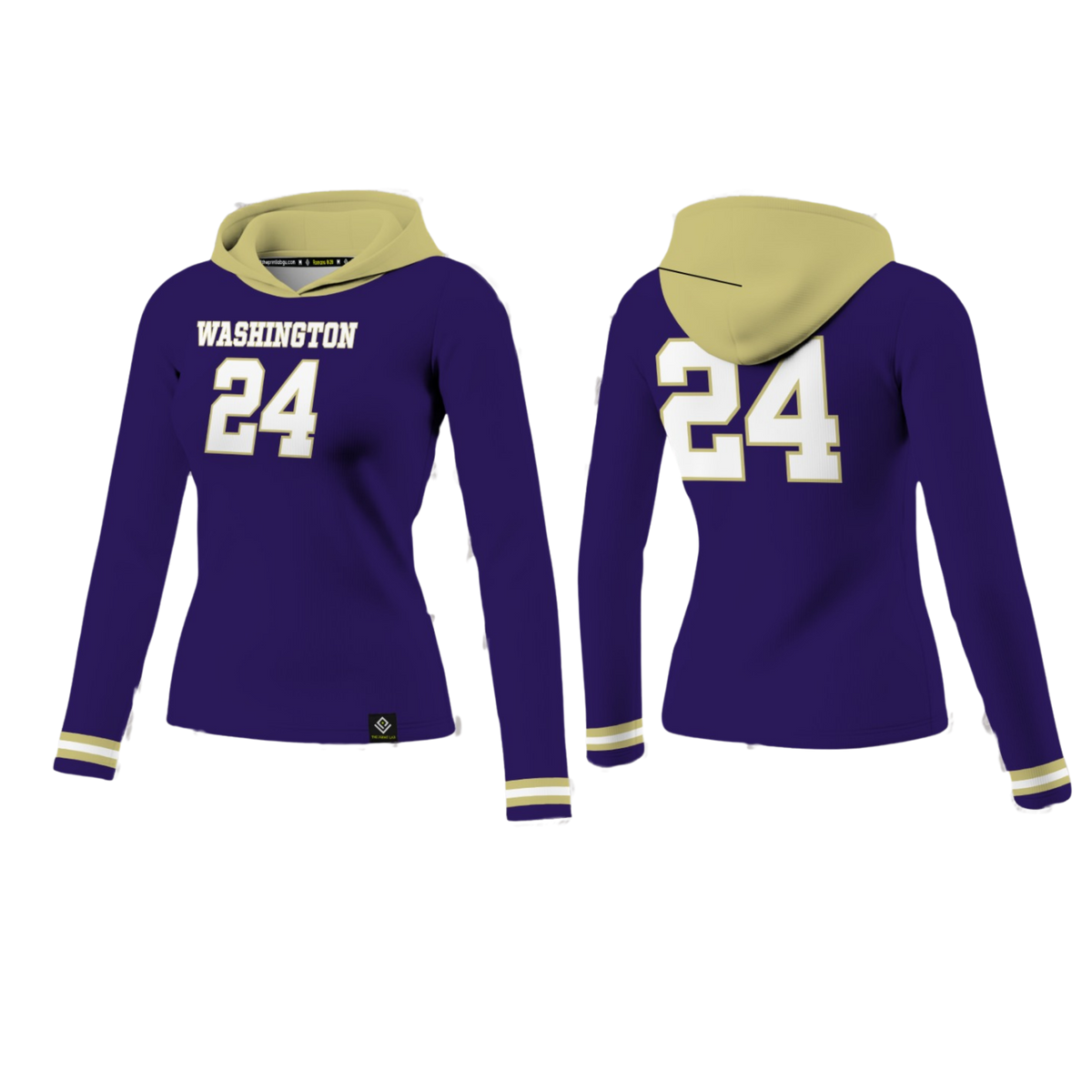 GW FOOTBALL Sublimated Women's Long Sleeve with Hood (Purple)