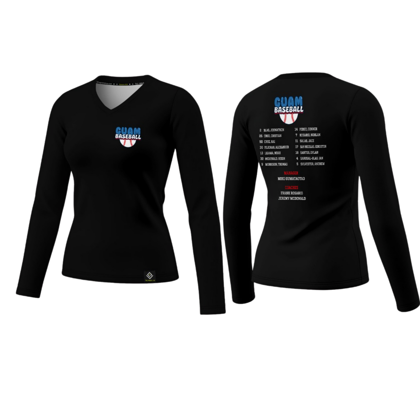 GUAM LITTLE LEAGUE Sublimated Women's Long Sleeve (Rosters - Black)