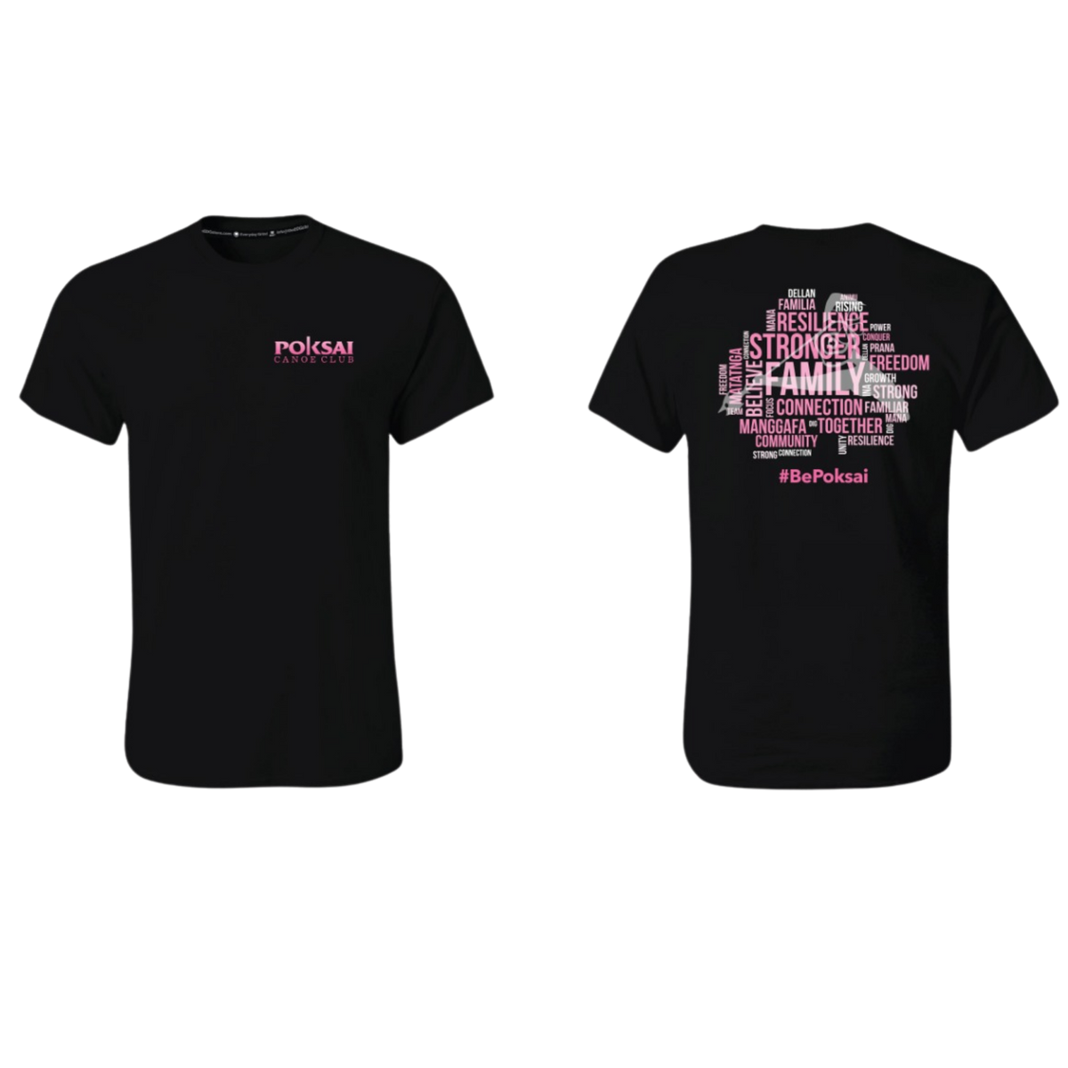 POKSAI CANOE Screen Print Cotton T-shirt (Black)