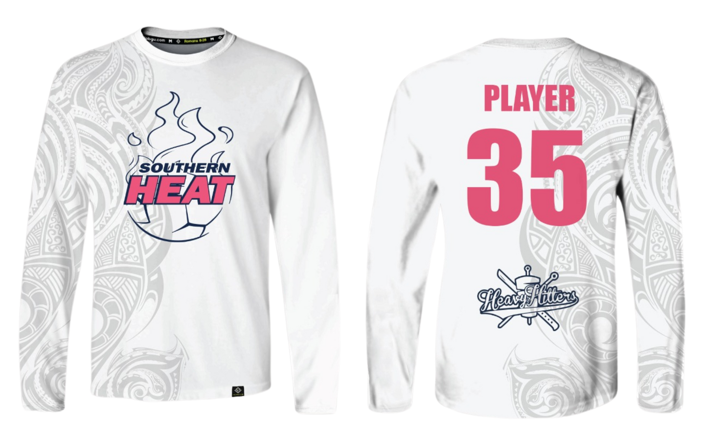 SOUTHERN HEAT SOCCER Sublimated Men's Long Sleeve (White - Pink)