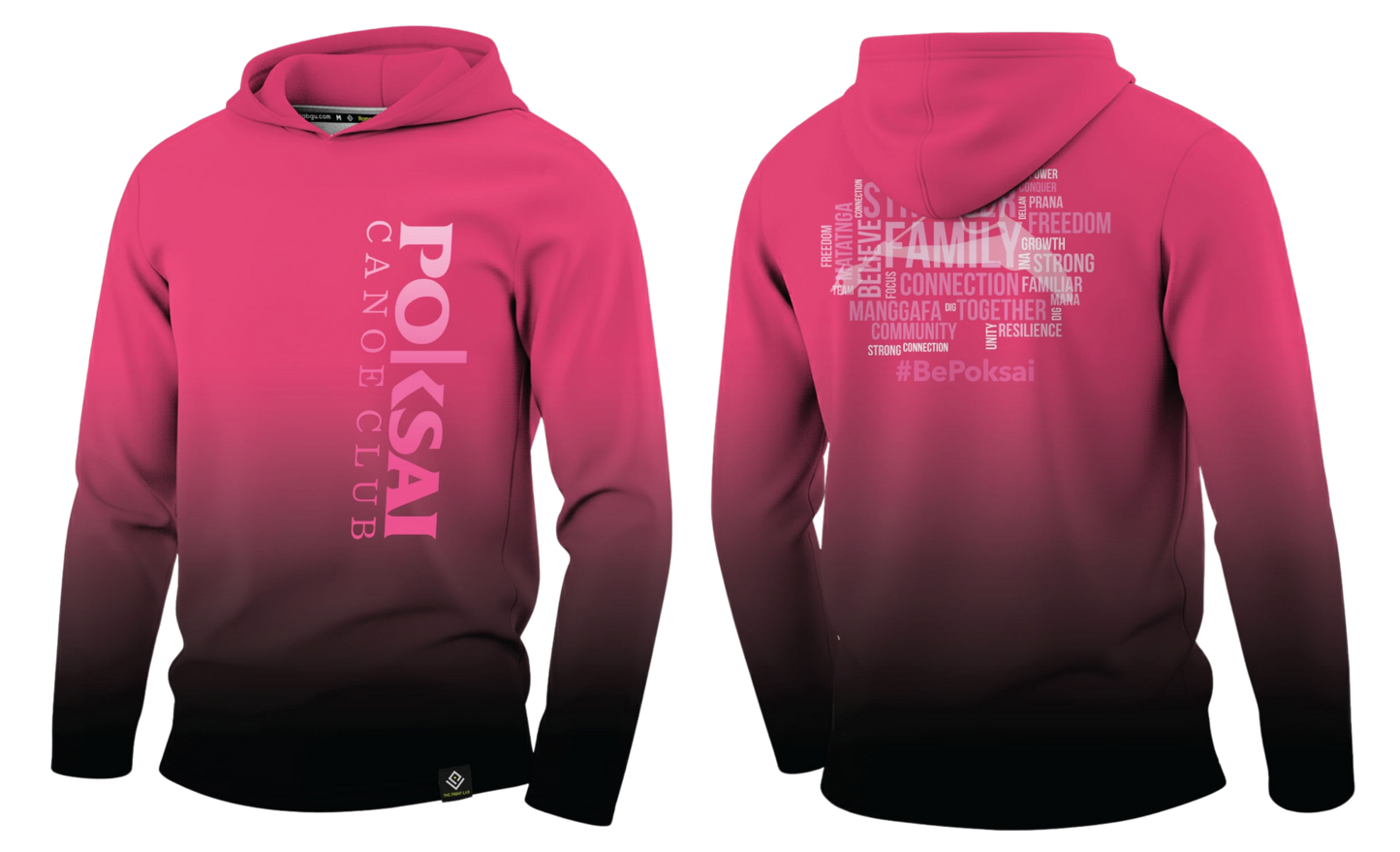 POKSAI CANOE Sublimated Men's Long Sleeve with Hood (Pink)
