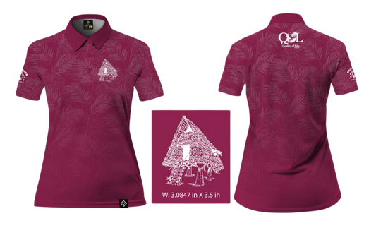 ANDERSEN FAMILY HOUSING Sublimated Women's Polo (Pink w/ Palm Leaves)