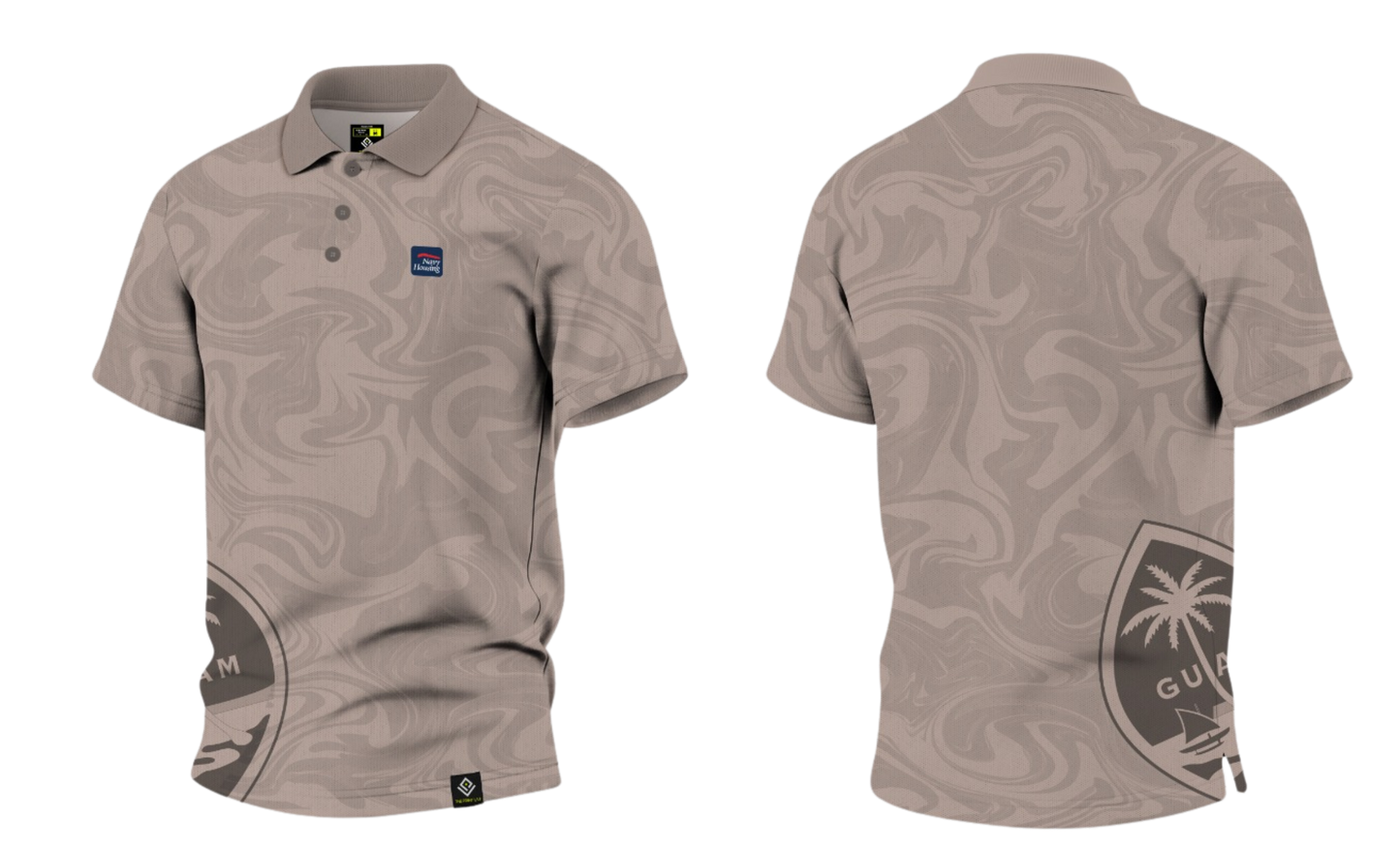 NAVAL BASE HOUSING GUAM Sublimated Men's Polo (Oat Brown)