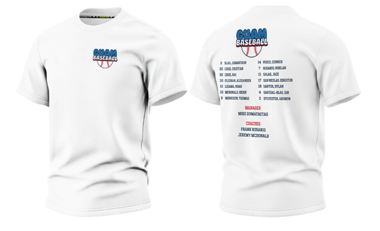 GUAM LITTLE LEAGUE 2026 Screen Print T-shirt (White - With Names)