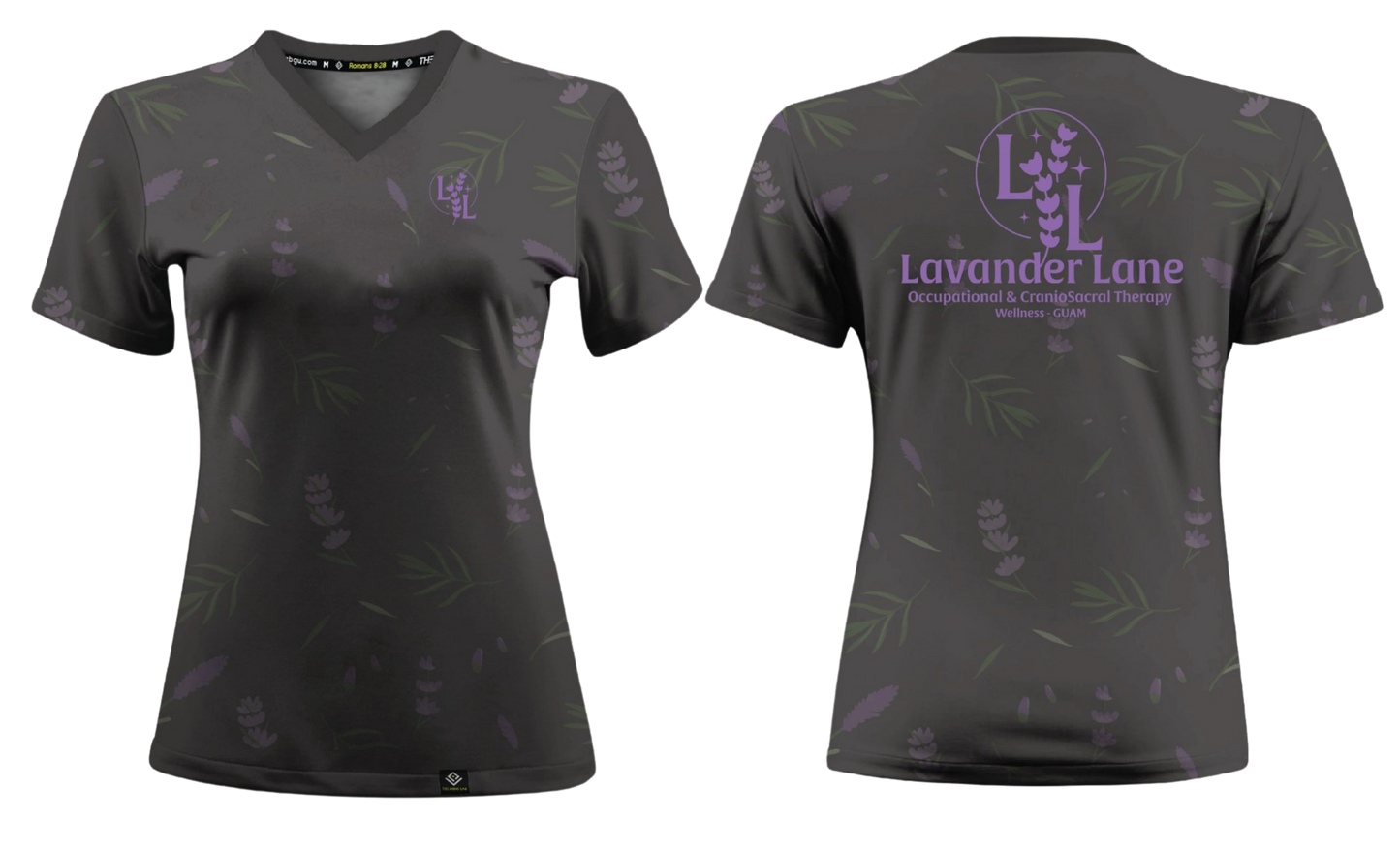 LAVENDER LANE - Women's Sublimated V-Neck Short Sleeve (Gray)