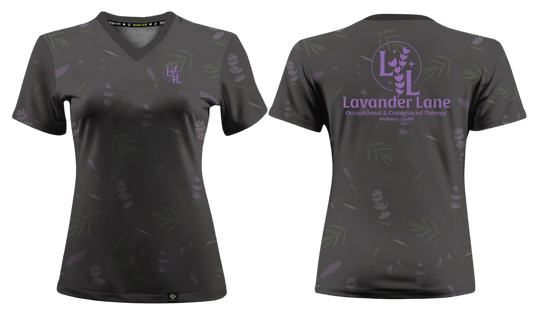 LAVENDER LANE - Women's Sublimated V-Neck Short Sleeve (Gray)