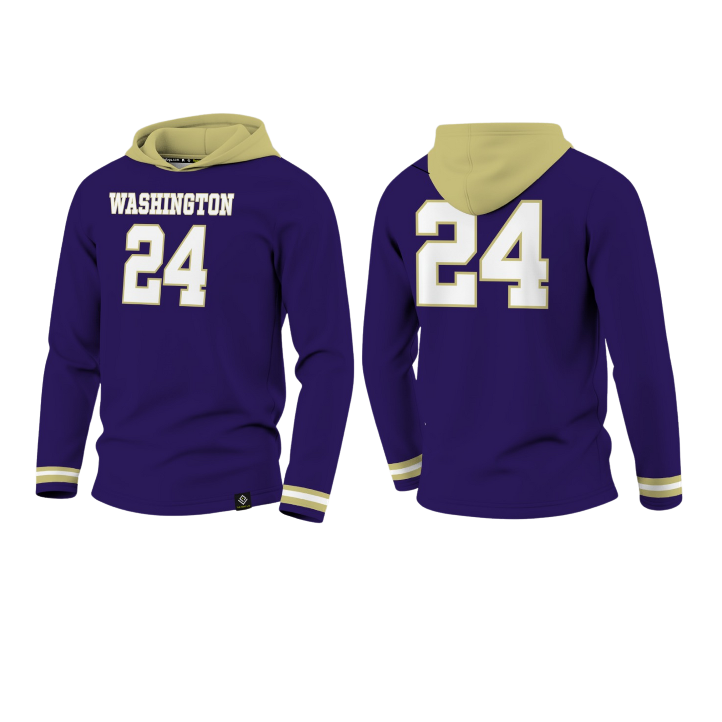 GW FOOTBALL Sublimated Men's Long Sleeve with Hood (Purple)