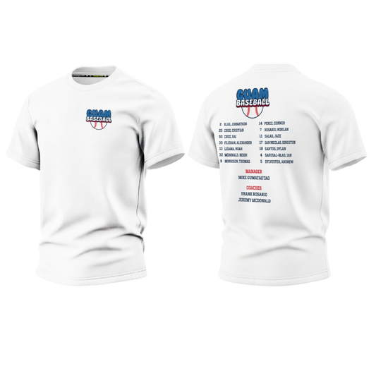 GUAM LITTLE LEAGUE 2026 Screen Print T-shirt (White - With Names)
