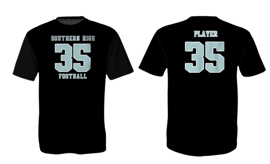 SOUTHERN HIGH FOOTBALL 2025 Dri Fit Screenprint T-shirt and (Player Name and Number)